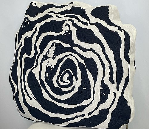 Black & White Rose Woodcut Panama Pillow
