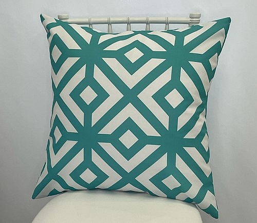 Teal Hamptons Trellis Pillow