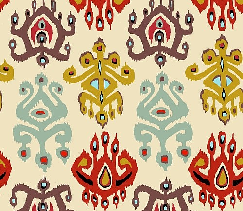 Red and Teal Chandelier Ikat Majestic Drape