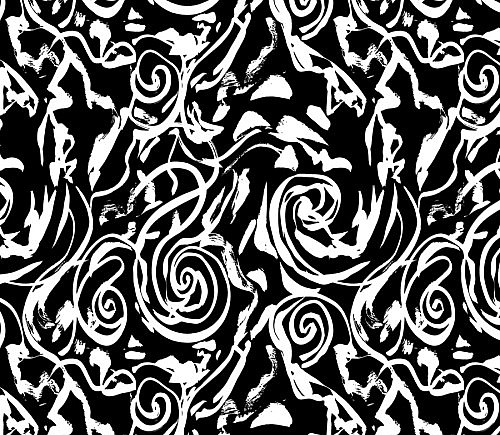 Black and White Rose Woodcut Majestic Drape