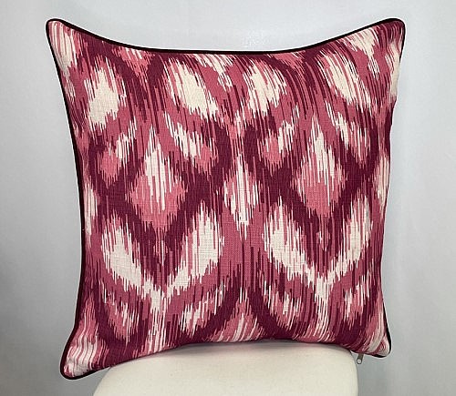 Crimson Ikat Panama Pillow