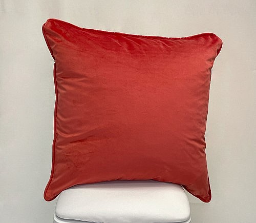 Coral Velvet with Piping Pillow
