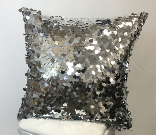 Silver Glitter Paillette Pillow