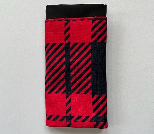 Red Black Lumberjack Plaid Panama with Black Cotton Backing Dinner Napkin