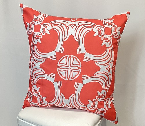 Coral Medallion with Piping Pillow