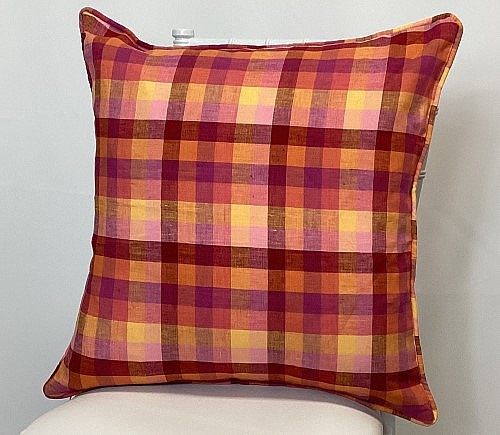 Madras Plaid Linen Pillow