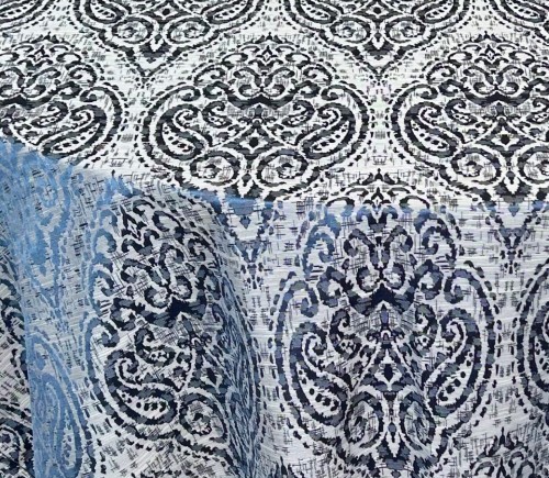 Navy Distressed Damask