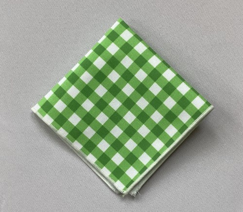 Green Gingham Cocktail Napkin w/ White Cotton Backing