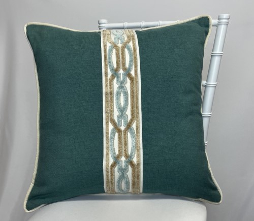 Juniper Linen Pillow with Trellis Tape