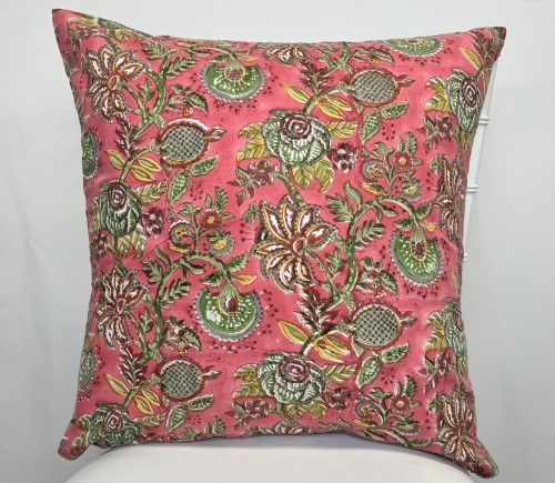 Coral Indian Block Print Pillow