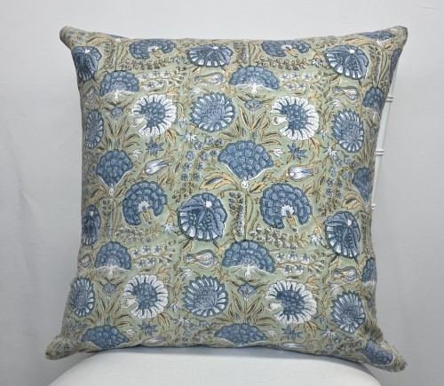 Sage Indian Block Print Pillow