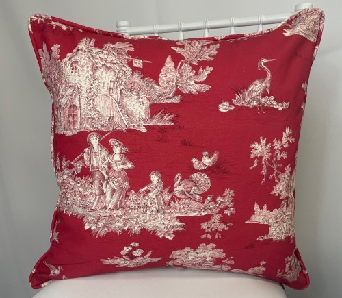 Red Cottage Toile with Piping Pillow