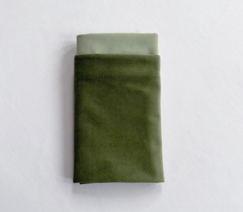 Leaf Velvet Dinner Napkin with Light Olive Cotton Backing