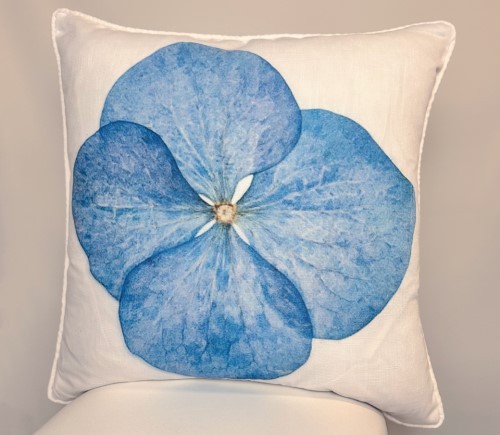 Blue Multi Pressed Flower Linen Pillow