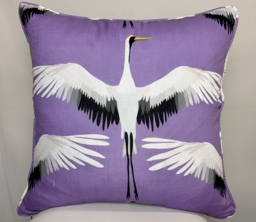 Lilac Cranes Linen Pillow