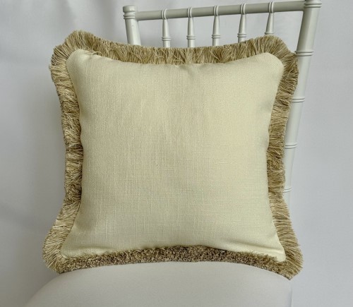Ivory Panama Pillow w/ Nougat Fringe