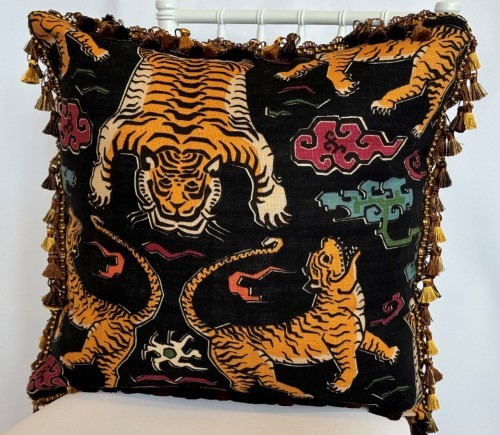 Jet Tiger Pillow w/ Fringe
