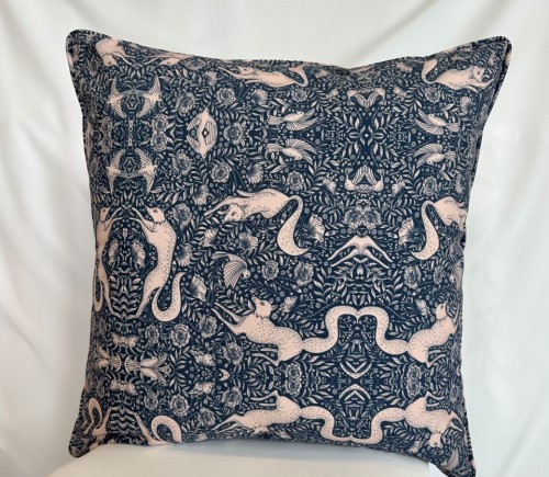 Navy Foxy Toile Pillow