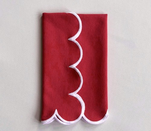 Red Cotton Scalloped Napkin