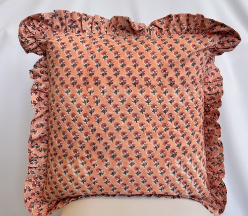 Peach Indian Block Print Pillow