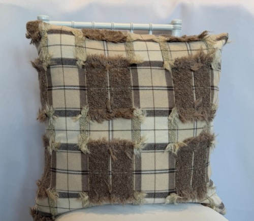 Neutral Fur Plaid Pillow