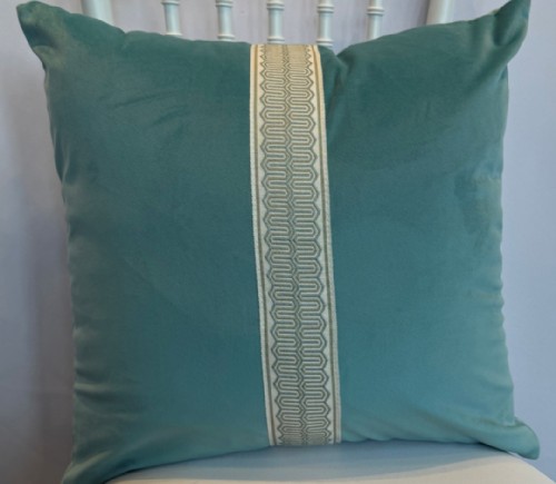 Aqua Velvet Pillows w/ Center Piping