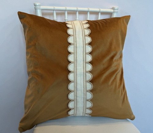 Golden Velvet Pillows w/ Center Scallop Tape