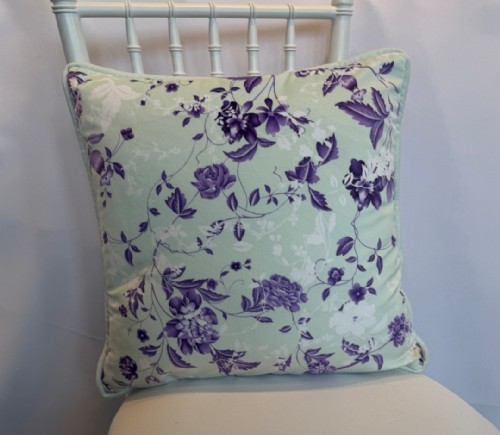 Mint Floral Velvet Square Pillow