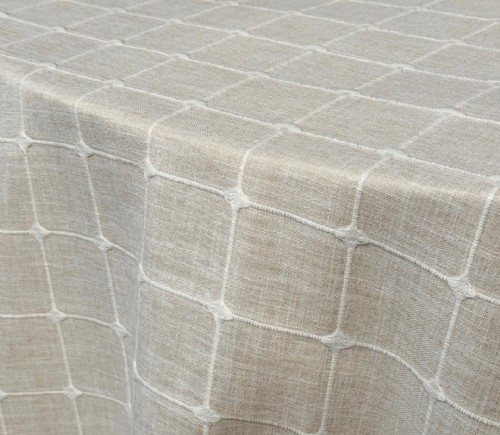 Oatmeal Embroidered Windowpane