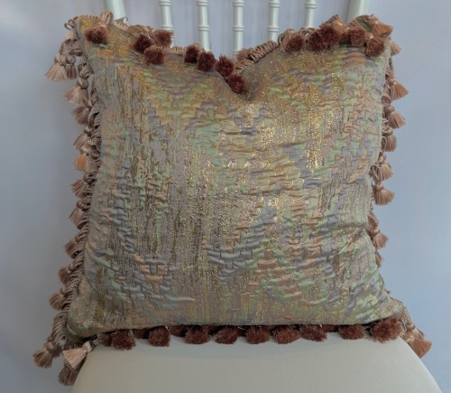 Iridescent Dreamscape Pillow w/ Blush Tassel Fringe