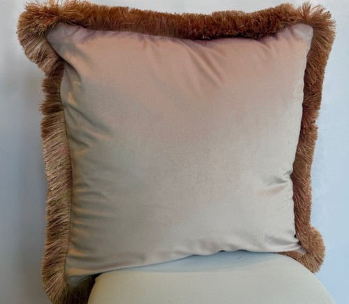 Light Pink Velvet Pillow w/ Fringe