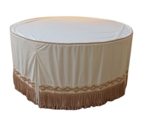 White Velvet Table Box w/ Blush Trellis Tape & Fringe