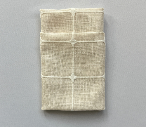 Oatmeal Embroidered Windowpane Dinner Napkin