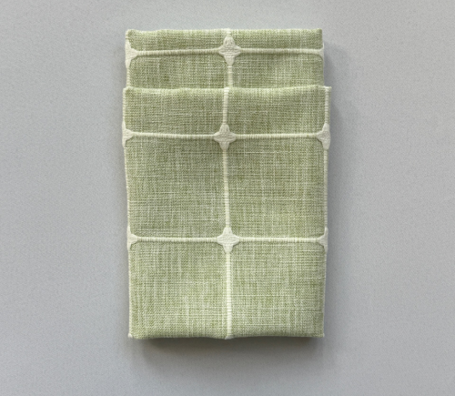Sage Embroidered Windowpane Dinner Napkin