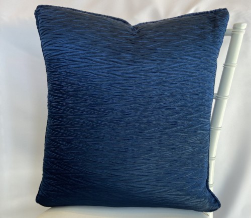 Navy Pleated Satin Pillow