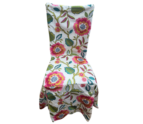 Hot Pink Embroidered Begonia Chiavari Chair Cover
