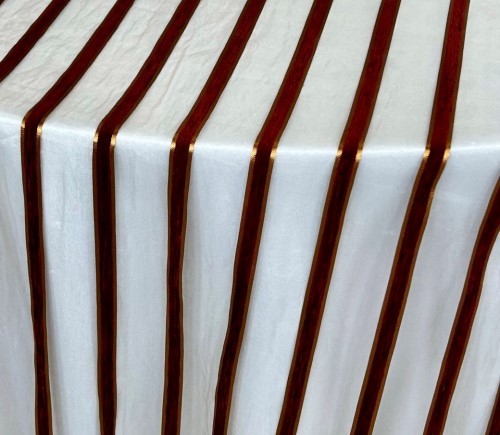 Burgundy Chenille Sheer Stripe