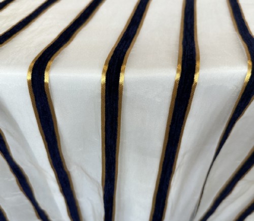 Navy Chenille Sheer Stripe