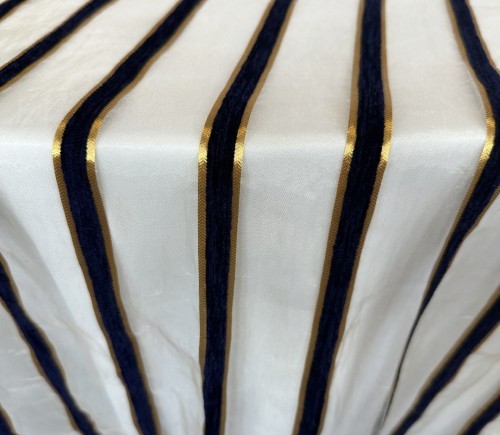 Navy Chenille Sheer Stripe