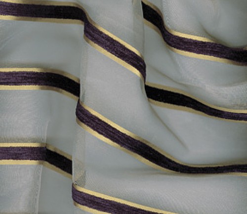 Navy Chenille Sheer Stripe