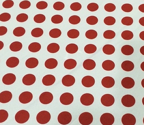 White with Red Moon Dots