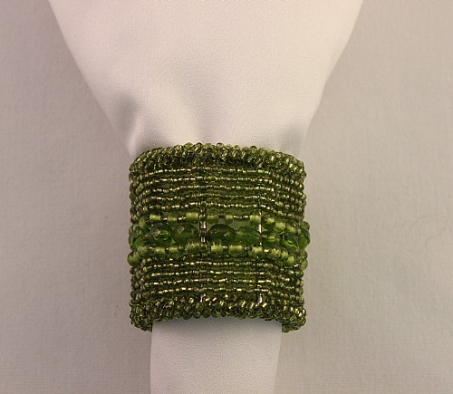 Green Beaded Wrap Napkin Ring
