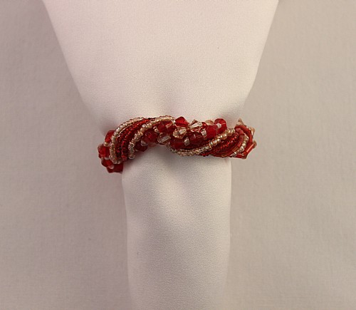 Red Beaded Twist Napkin Ring