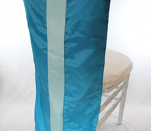 Turquoise Bengaline Stripe Chiavari Tuxedo Chair Back