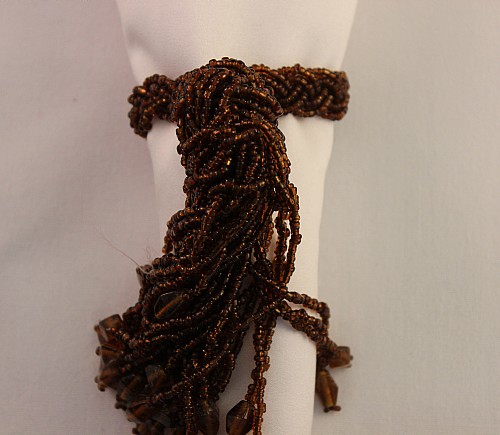 Copper Beaded Tassel Napkin Ring