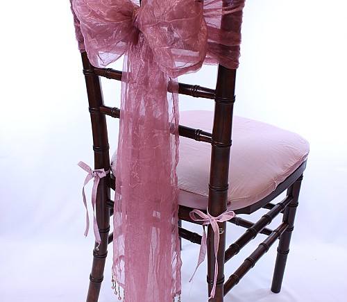 Dusty Rose Organza Sash with beaded trim