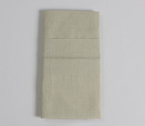 Cement Linen Hemstitch Dinner Napkin (Limited)