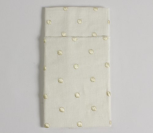 White Linen with Gold Embroidered Dot Dinner Napkin