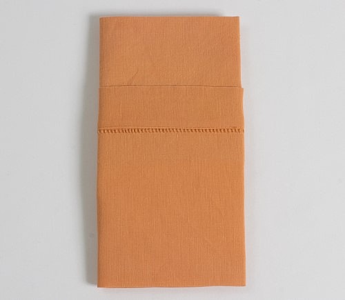 Persimmon Linen Hemstitch Dinner Napkin