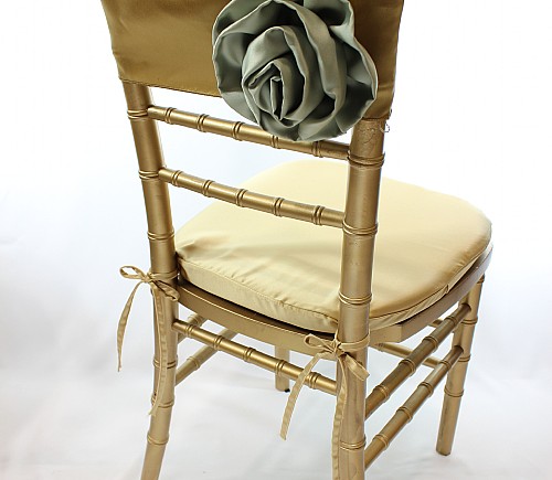 Gold Lamour with Sage Rosette Chiavari Bikini Chair Cap